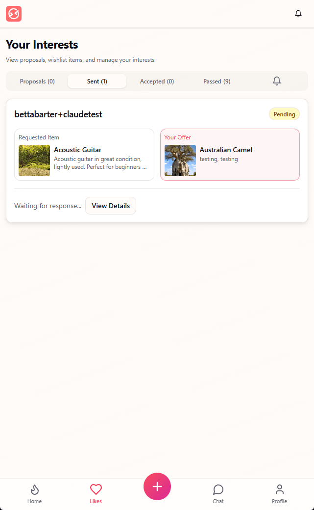 Your Interests - Proposals, Sent, Accepted and Passed, each with a status