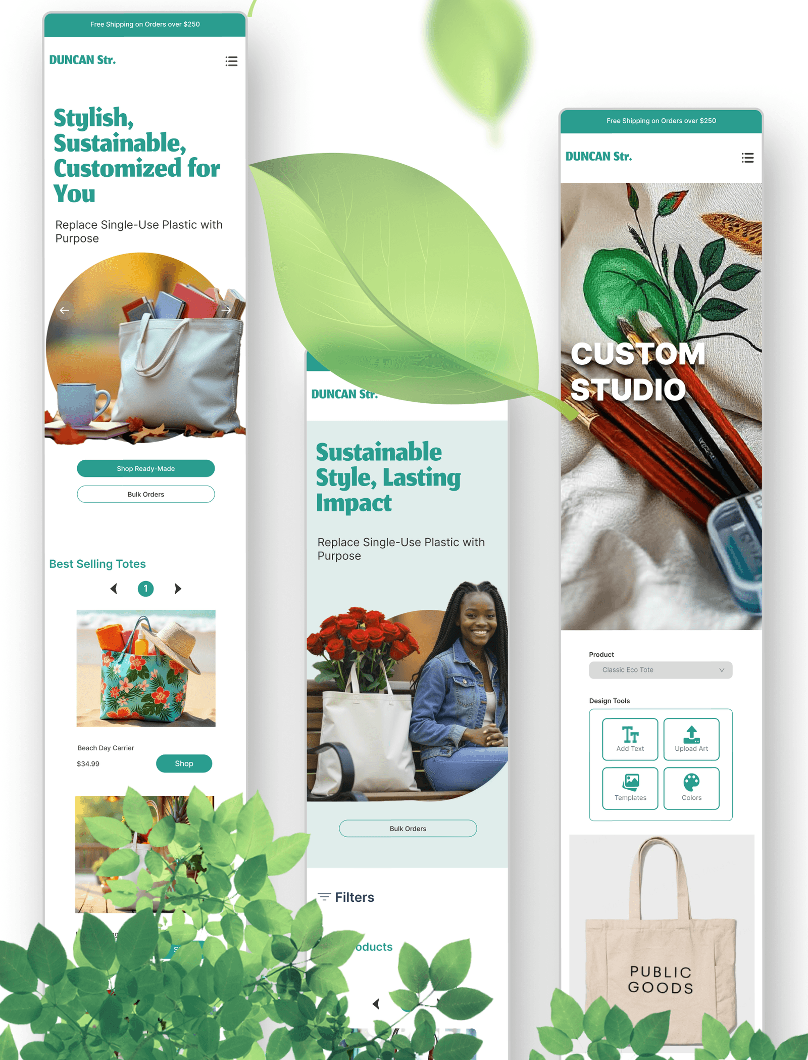 Duncan Street store on mobile - hero, impact and custom studio