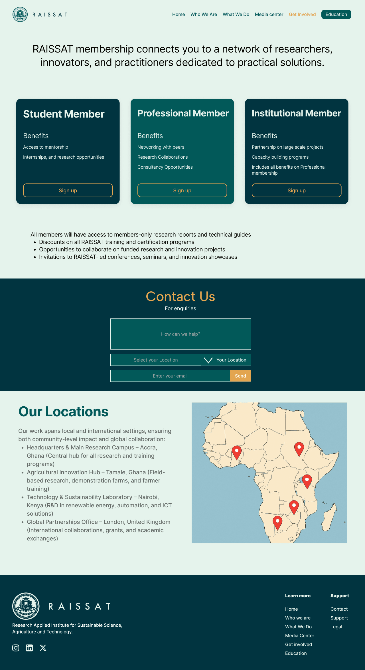RAISSAT - Get Involved, membership tiers and locations map