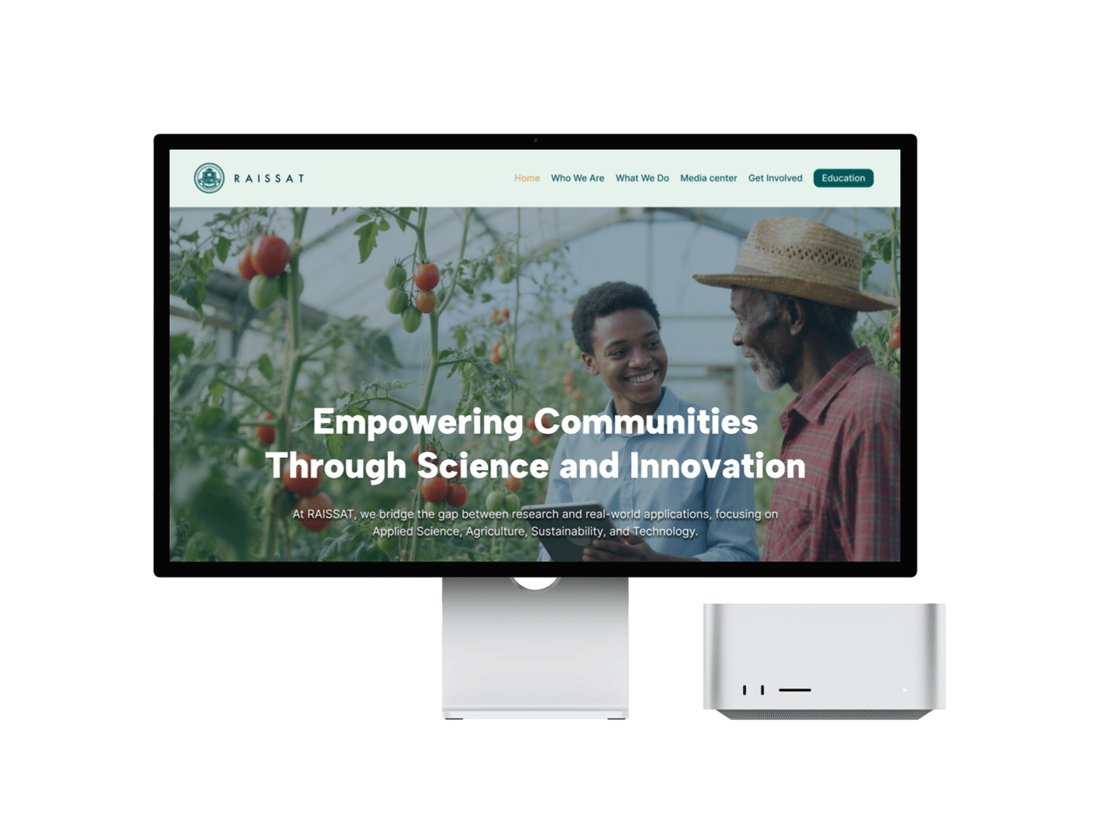 RAISSAT homepage on a desktop display